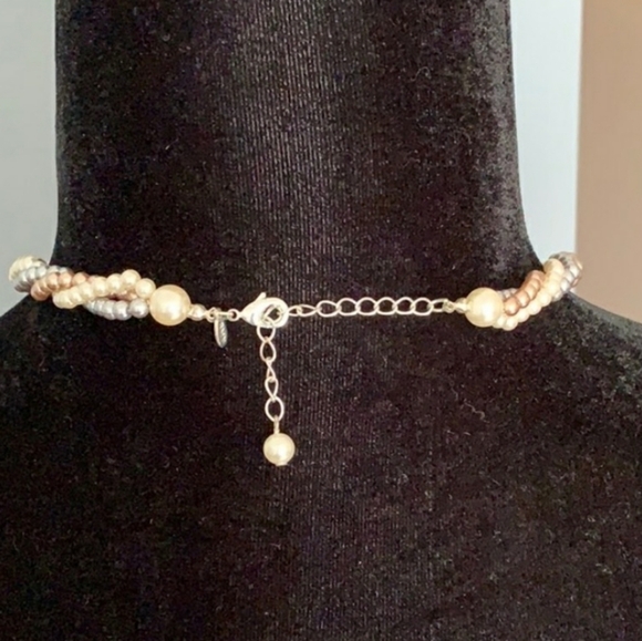 Vintage Multi Strand Fresh Water Faux Pearl Necklace Unique Mid Century Classic - Picture 2 of 16